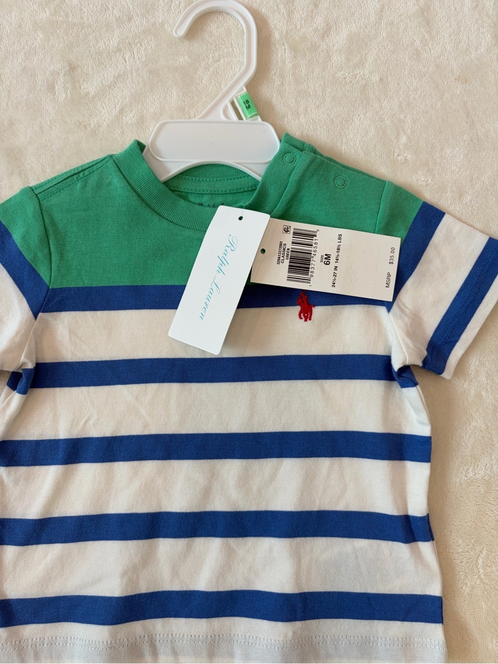 Ralph Lauren Green, Blue & White Striped Short-Sleeve Tee